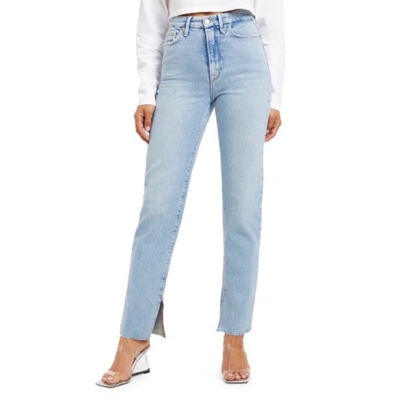 Good American Women's Side Slit Good Boy Jeans in INDIGO Size 10 Style:GBIS235T - Picture 2 of 10